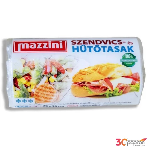 Hűtő- és uzsonnástasak 100db 20x30cm 2  MAZZINI átlátszó
