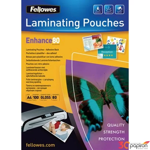 LamináLó fólia 80mik Fellowes A4 80micron fényes öntapadós IFW53022