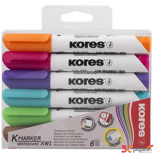 Tábla- flipchart marker Kores K-Marker 1-3mm kerek hegyű 6színű szett Írószerek KORES 20802