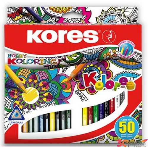 Színes ceruza 50 Kores Triangular háromszögű 50színű Írószerek KORES 93350