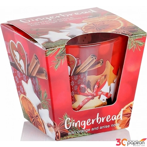 Gyertya üvegben illatos 24' 1 Gingerbread Scented Candle 115g Bartek candles illatos gyertya