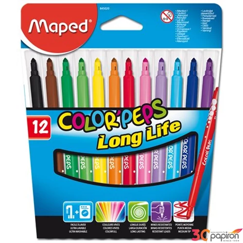 Filckészlet 12 Maped ColorPeps 1-3, 6mm-es kimosható 12színű készlet Írószerek MAPED 845020LM