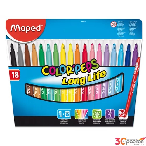Filckészlet 18 Maped ColorPeps 1-5mm kimosható 18színű készlet Írószerek MAPED 845021LM