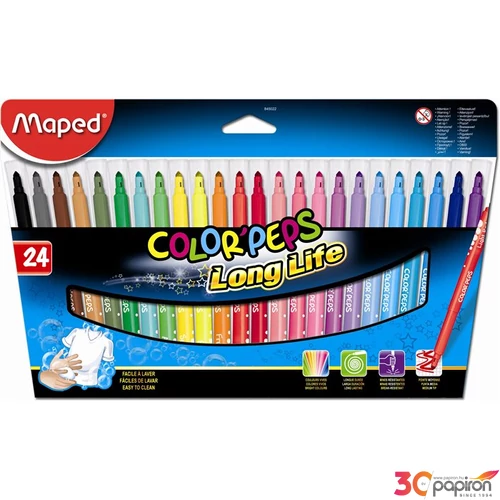 Filckészlet 24 Maped ColorPeps 1-5mm kimosható 24színű készlet Írószerek MAPED 845022LM