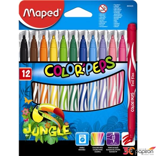 Filckészlet 12 Maped ColorPeps Jungle 2,8mm kimosható 12színű készlet Írószerek MAPED 845420