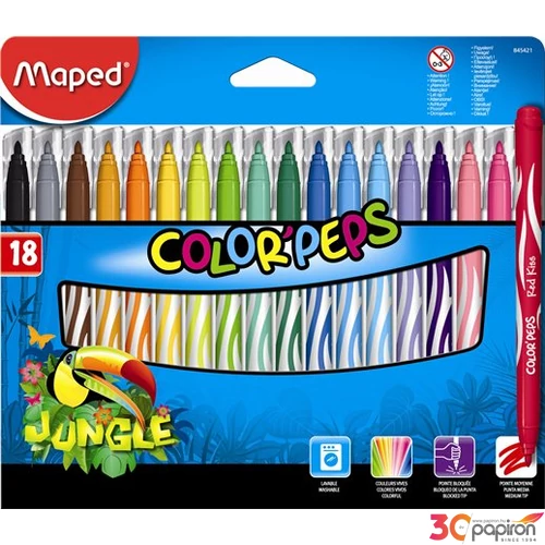 Filckészlet 18 Maped ColorPeps Jungle 2,8mm kimosható 18színű készlet Írószerek MAPED 845421