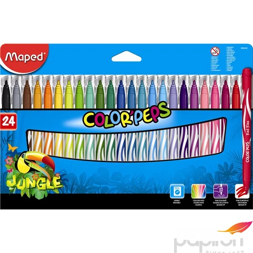 Filckészlet 24 Maped ColorPeps Jungle 2,8mm kimosható 24színű készlet Írószerek MAPED 845422