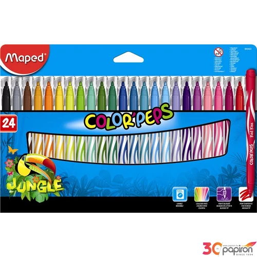 Filckészlet 24 Maped ColorPeps Jungle 2,8mm kimosható 24színű készlet Írószerek MAPED 845422