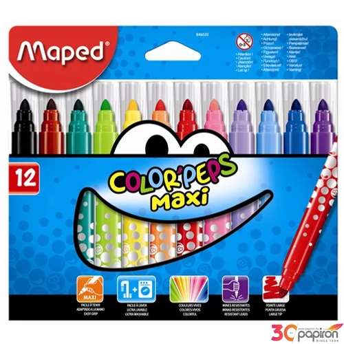 Filckészlet 12 Maped ColorPeps Jumbo 1-5mm-es kimosható 12színű készlet Írószerek MAPED 846020