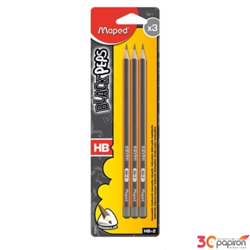 Ceruza HB Maped Black Peps radír nélkül 3db/bliszter grafitceruza