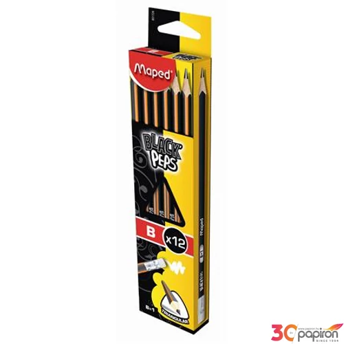 Ceruza B Maped Black Peps radírral grafitceruza