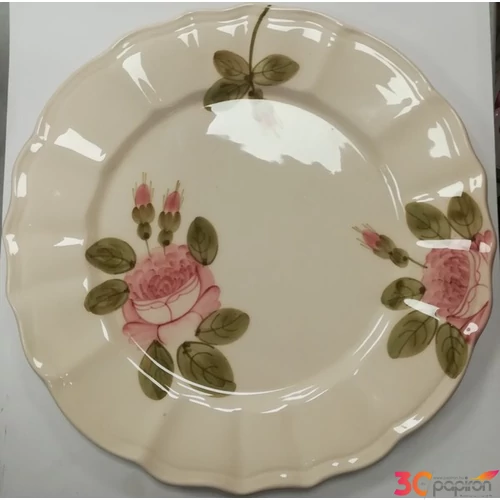 Kerámia romantik rózsás lapostányér kézzel festett porcelán