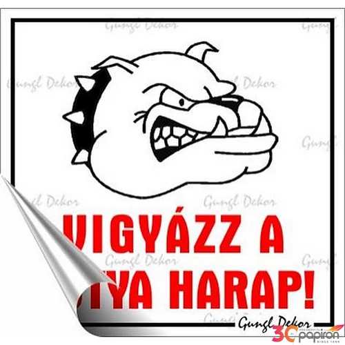 Információs matrica 8 7x8 3cm "Vigyázz a kutya harap!