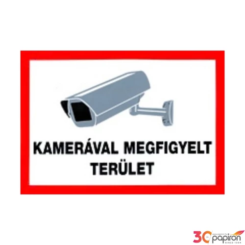 Információs tábla 10 x 10 cm KAMERÁVAL MEGFIGYELT TERÜLET Időjárásálló, habosított PVC