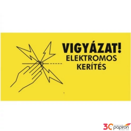 Információs tábla 19,5 x 9 cm Villanypásztorral védett terület! Időjárásálló, habosított PVC