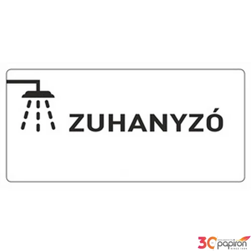 Információs tábla 19,5 x 9 cm Zuhanyzó Időjárásálló, habosított PVC