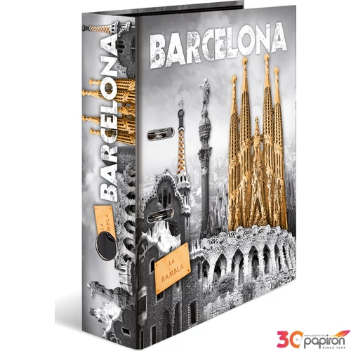Iratrendező 70mm Herma Cities A4-es emelőkaros kihúzólyukkal ellátott Városok/Barcelona mintával 7177