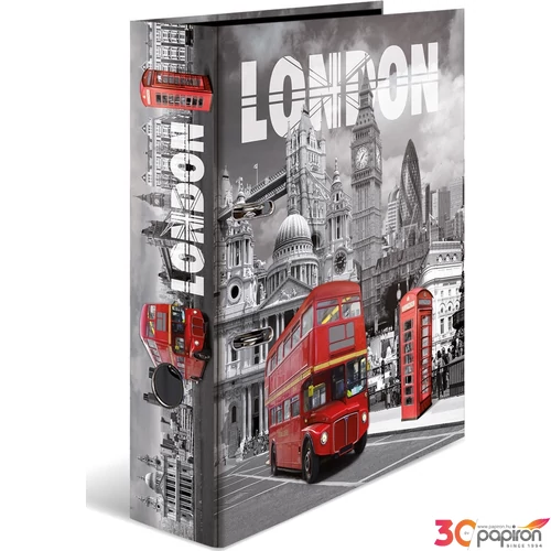 Iratrendező 70mm Herma Cities A4-es emelőkaros kihúzólyukkal ellátott Városok/London mintával 7172
