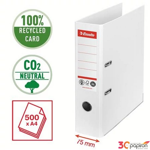Iratrendező 75mm Esselte A4, Co2-semleges, élvédő sínnel, Iratrendezés, archiválás