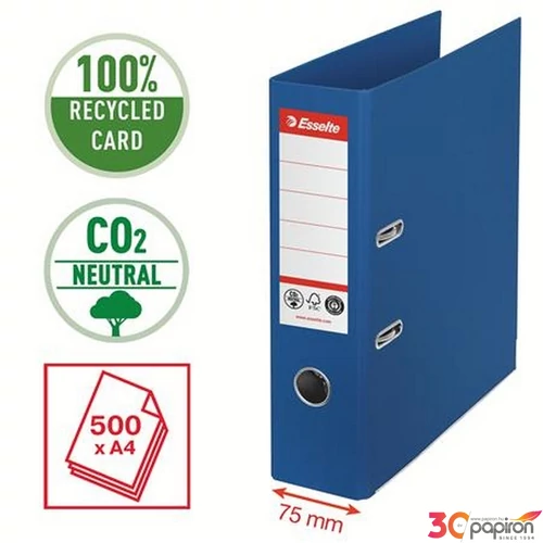 Iratrendező 75mm Esselte A4, Co2-semleges, élvédő sínnel, Iratrendezés, archiválás