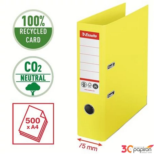 Iratrendező 75mm Esselte A4, Co2-semleges, élvédő sínnel, Iratrendezés, archiválás