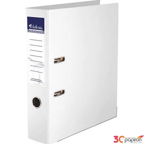 Iratrendező 75mm A4 Victoria Premium élvédős PP/PP műanyag fehér Iratrendezés Victoria