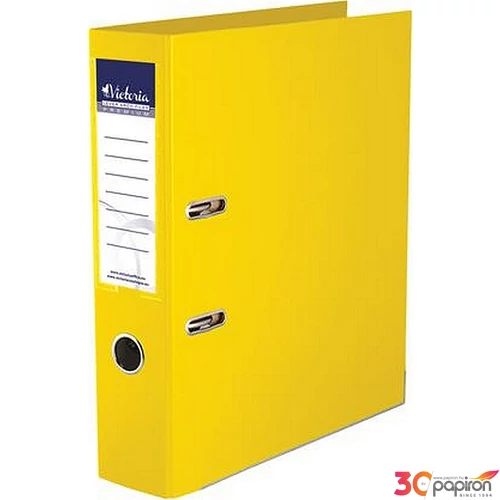 Iratrendező 75mm A4 Victoria Premium élvédős PP/PP műanyag sárga Iratrendezés Victoria