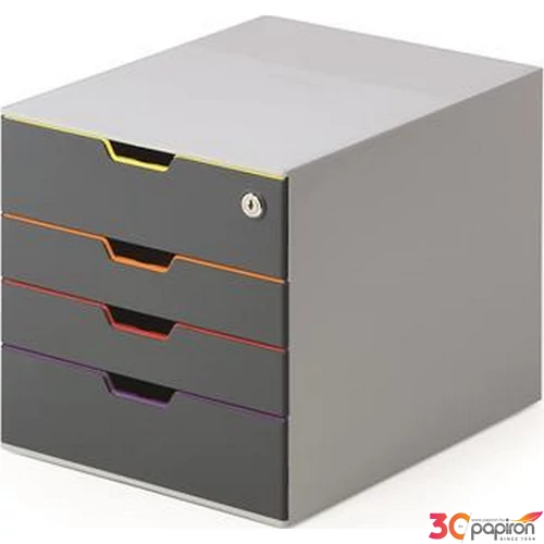 IrattároLó műanyag Durable Varicolor Safe 4 fiókos 1 zárható Iratrendezés DURABLE 760627