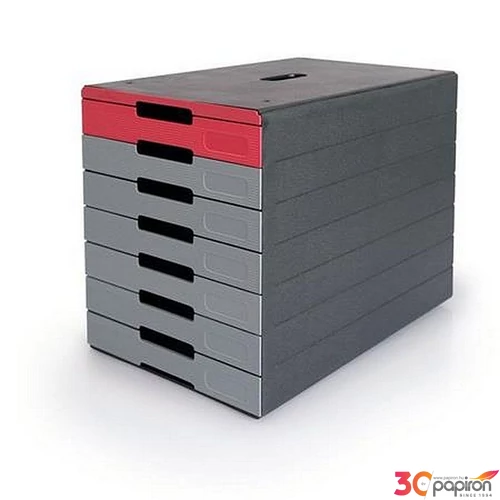 Irattároló műanyag 8 fiókos DURABLE Idealbox pro 7 piros