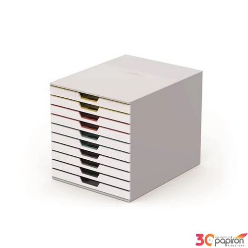 Irattároló műanyag Durable 10 fiókos, VARICOLOR 10, fehér DB763026