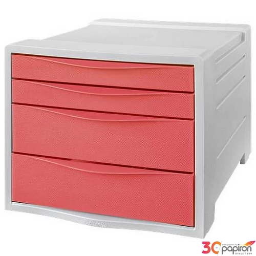 Irattároló műanyag Esselte 4 fiókos,Colour`Breeze, áttetsző korall E628456