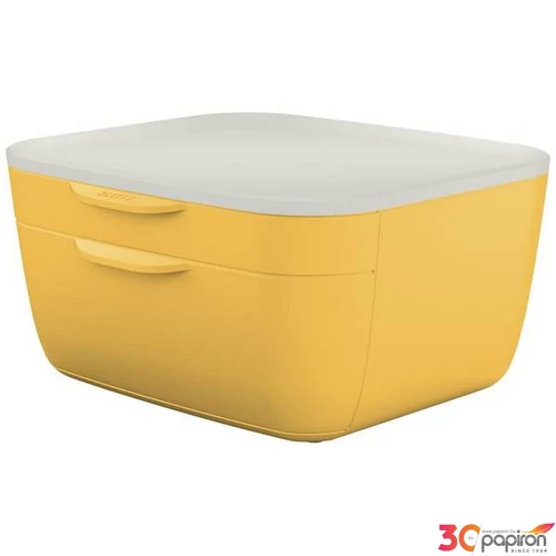 Irattároló műanyag Leitz 2 fiókos, Cosy, melegsárga E53570019