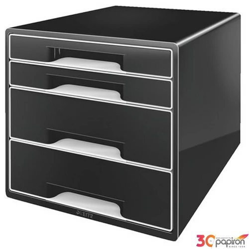 IrattároLó műanyag Leitz 4 fiókos Cube, fekete E52520094
