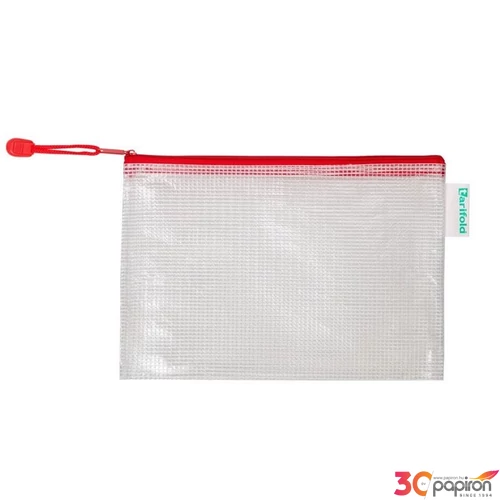 Irattartó tasak A5 djois Cipzáras PVC, hálós, 220x150 mm, piros 
