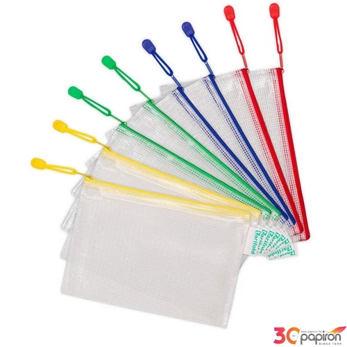 Irattartó tasak A5 djois Cipzáras PVC, hálós, 220x150 mm, vegyes 