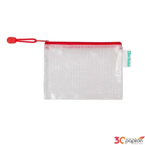 Irattartó tasak A6 djois Cipzáras PVC, hálós, 160x110 mm, piros 