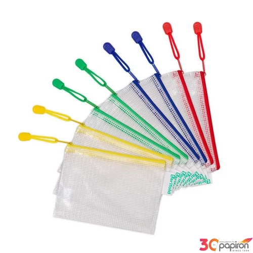 Irattartó tasak A6 djois Cipzáras PVC, hálós, 160x110 mm, vegyes 