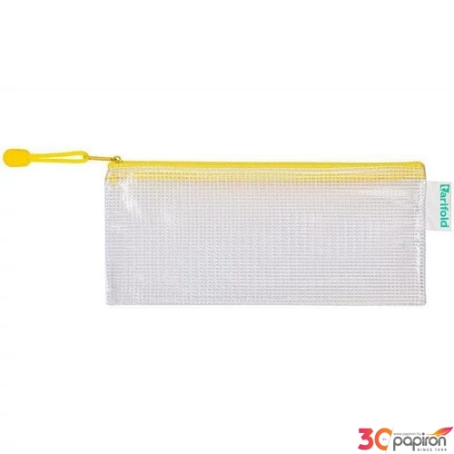 Irattartó tasak DL djois Cipzáras csekk, PVC, hálós, 250x130 mm sárga