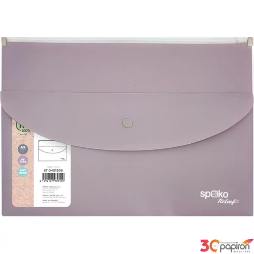 Irattartó tasak ReLeaf A5 PP SoftTouch lila 25x17cm cipzárral és patenttal