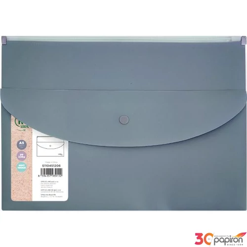 Irattartó tasak ReLeaf A5 PP SoftTouch szürke 25x17cm cipzárral és patenttal