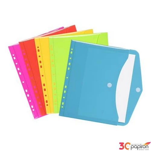 Irattartó tasak Viquel A4, PP, patentos, Happy Fluo, vegyes