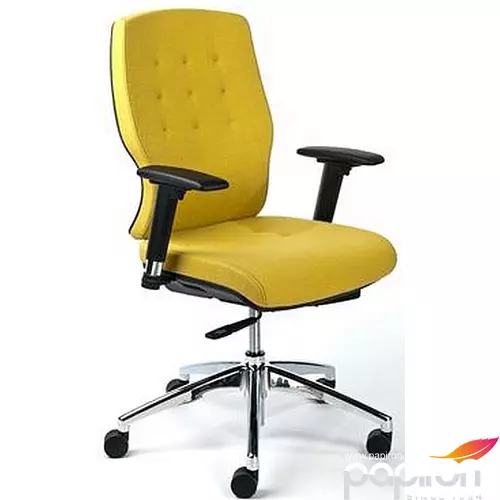 Irodai szék Mayah állítható karfával sárga szövetborítás alumínium lábkereszt