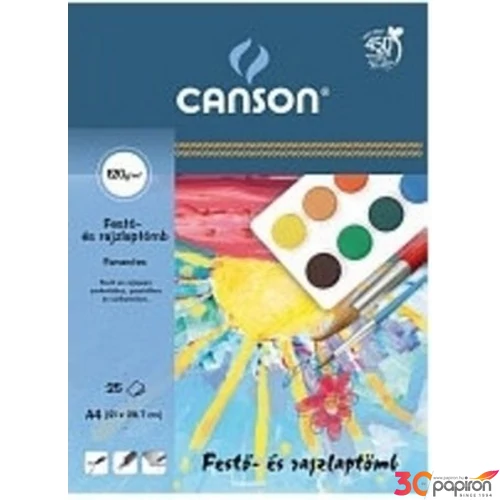 Festőtömb Canson A4 120gr hófehér 21x29, 7 25lap iskolai festőtömb iskolaszezonos termék kezdő művészblokk
