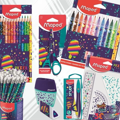 Iskolaszer szett Maped Színes ceruza, filctoll. körző, radír, hegyező, vonalzó, grafit ceruza 1db,olló