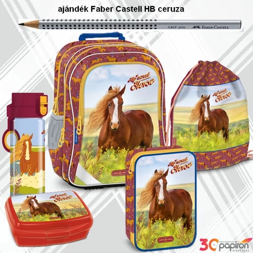 Iskolatáska szett Ars Una 24 My Sweet Horse táska, tolltartó, tornazs kulacs, uzsonnásdoboz