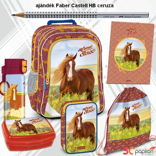 Iskolatáska szett Ars Una 24 My Sweet Horse táska, tolltartó, tornazs kulacs, uzsonnás, gumis mappa