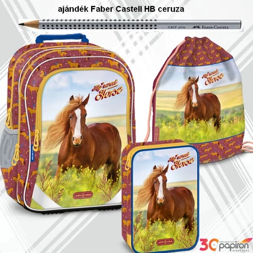 Iskolatáska szett Ars Una 24 My Sweet Horse táska, tolltartó, tornazs