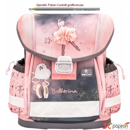 Iskolatáska Belmil ergonómikus 21' Classy Ballerina Black Pink 403-13 36x32x19 kb. 19l - 900g