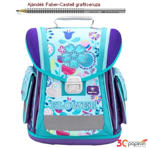 Iskolatáska Belmil ergonómikus 21' Sporty Flower Mania 404-5 38x32x21cm kb. 22l - 950-1000g