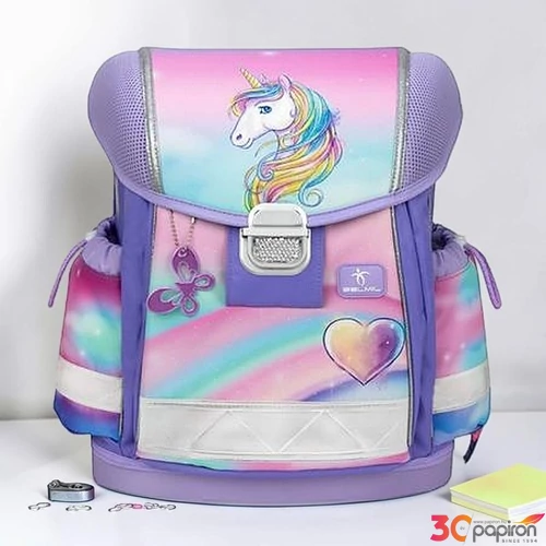 Iskolatáska fémcsat BELMIL 26 Classy Heart of the Rainbow" unikornis